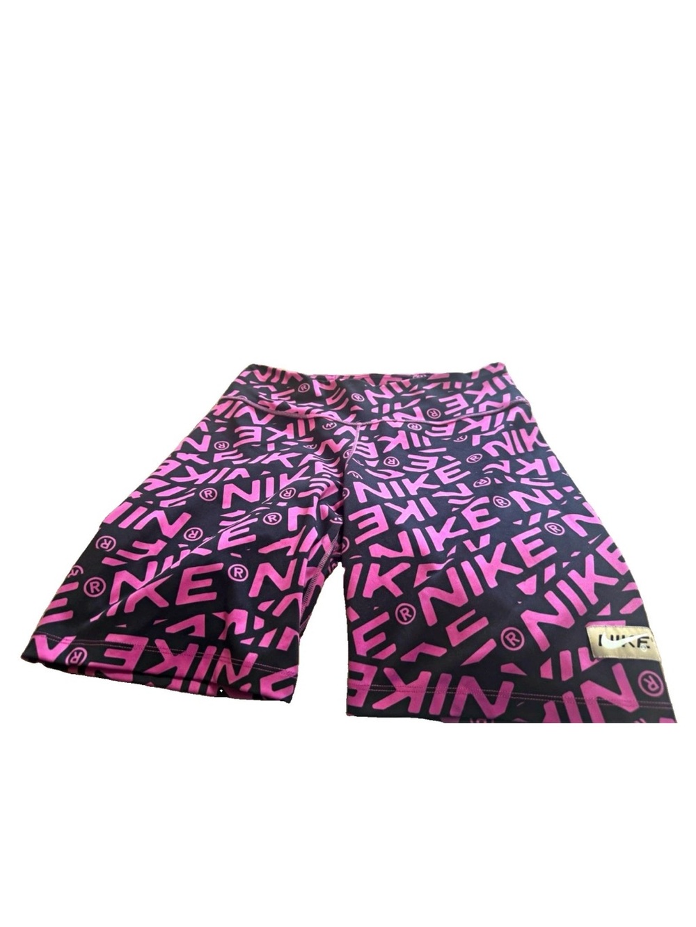 Nike Dri-FIT Women’s Black/Pink Logo Knit Athletic Shorts Elastic Waist M 30x8